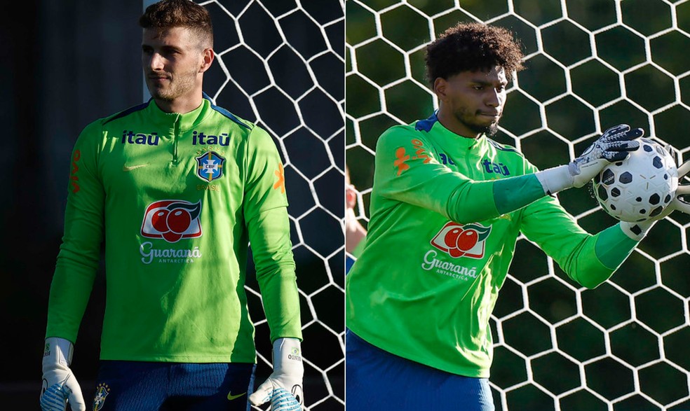 Bento e Hugo Souza terão a oportunidade de serem titulares pela seleção brasileira nos amistosos contra Coreia do Sul e Japão — Foto: Rafael Ribeiro / CBF