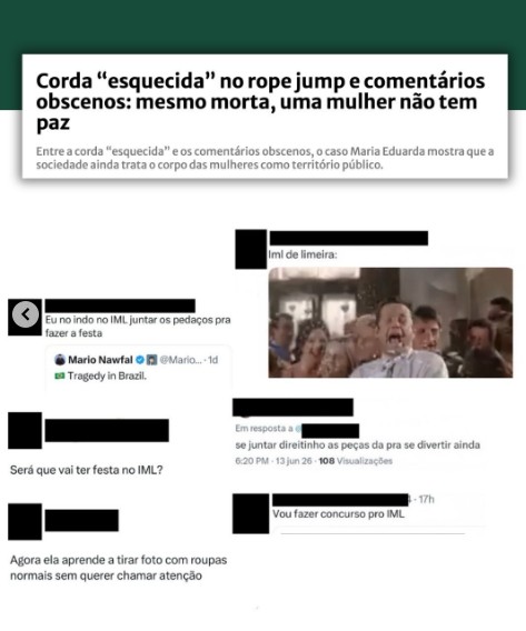 Revolta nas redes após ataques misóginos a jovem morta em acidente