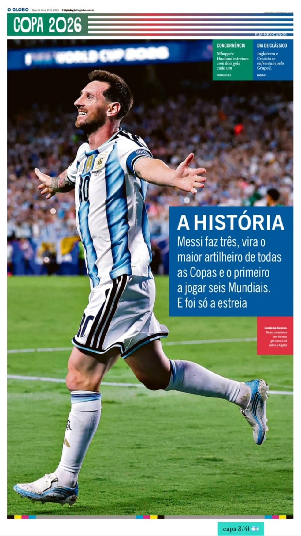 Capa do Jornal O Globo — Foto: Divulgação