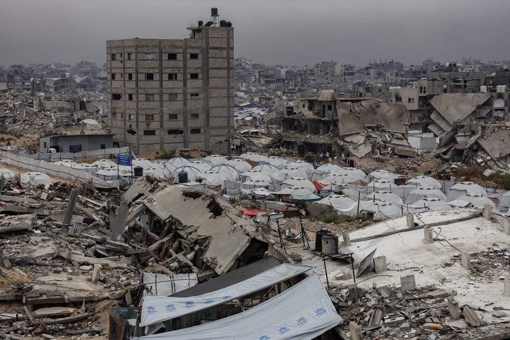 Destruição em Gaza — Foto: Saher Alghorra / The New York Times