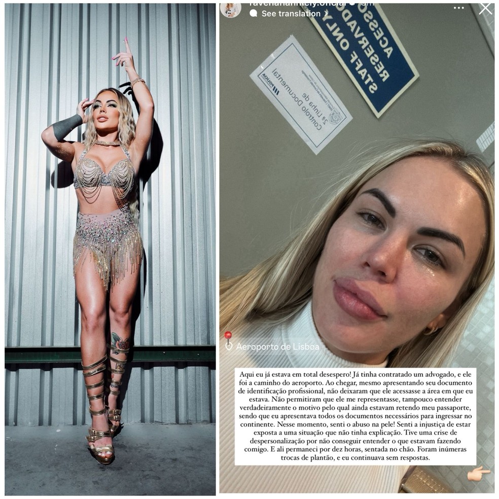 Ravena Hanniely expõe detenção em Portugal — Foto: Divulgação CO Assessoria