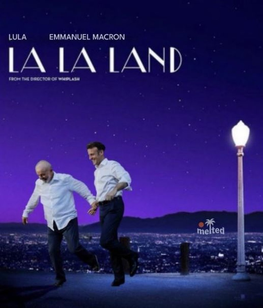 Montagem de Lula e Macron