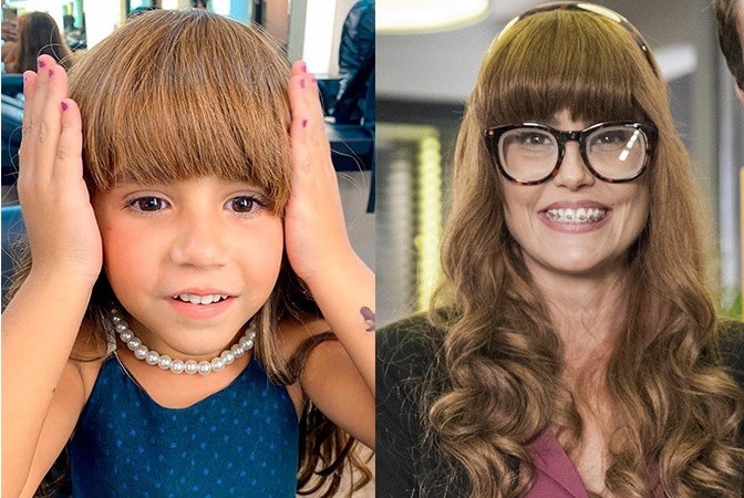 Maria Flor, filha da atriz, usou sua peruca nos bastidores de uma participação em 'Salve-se quem puder'