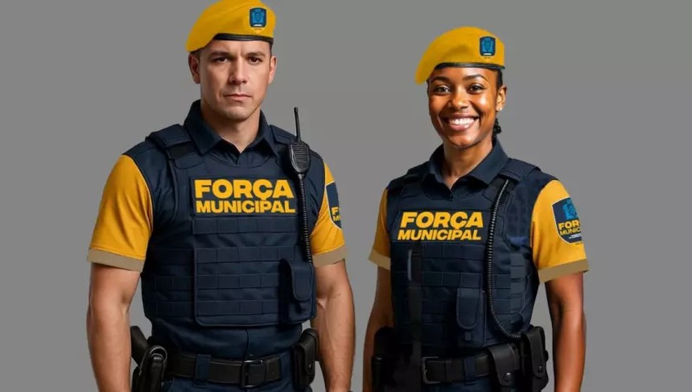 The uniform of the Municipal Force (armed guard) has yellow details — Photo: Disclosure