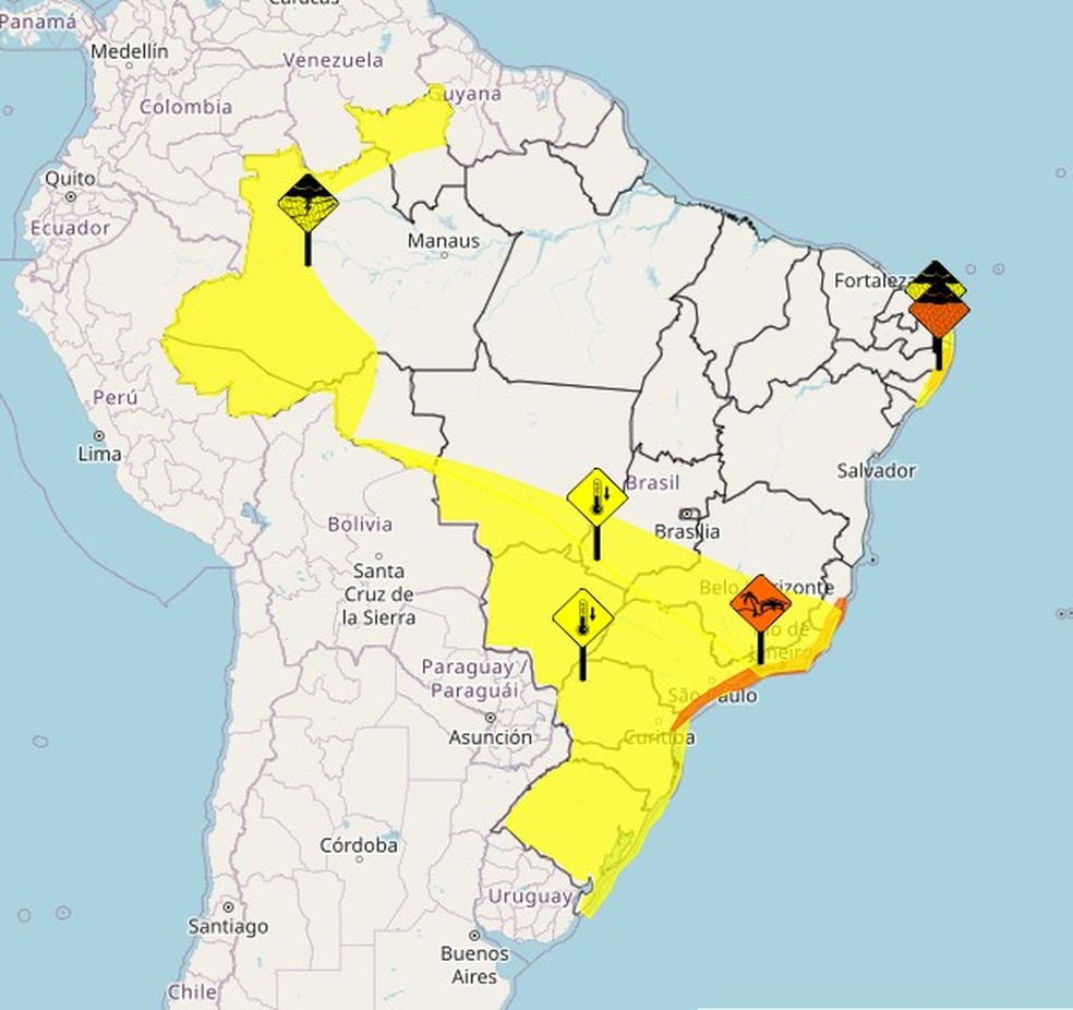 Inmet alerta para chuvas intensas nesta terça-feira — Foto: Reprodução