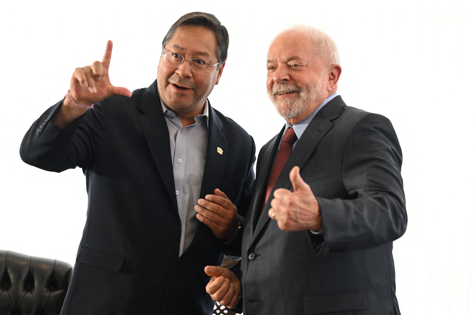 Lula e o presidente boliviano Luis Arce em encontro nesta segunda-feira