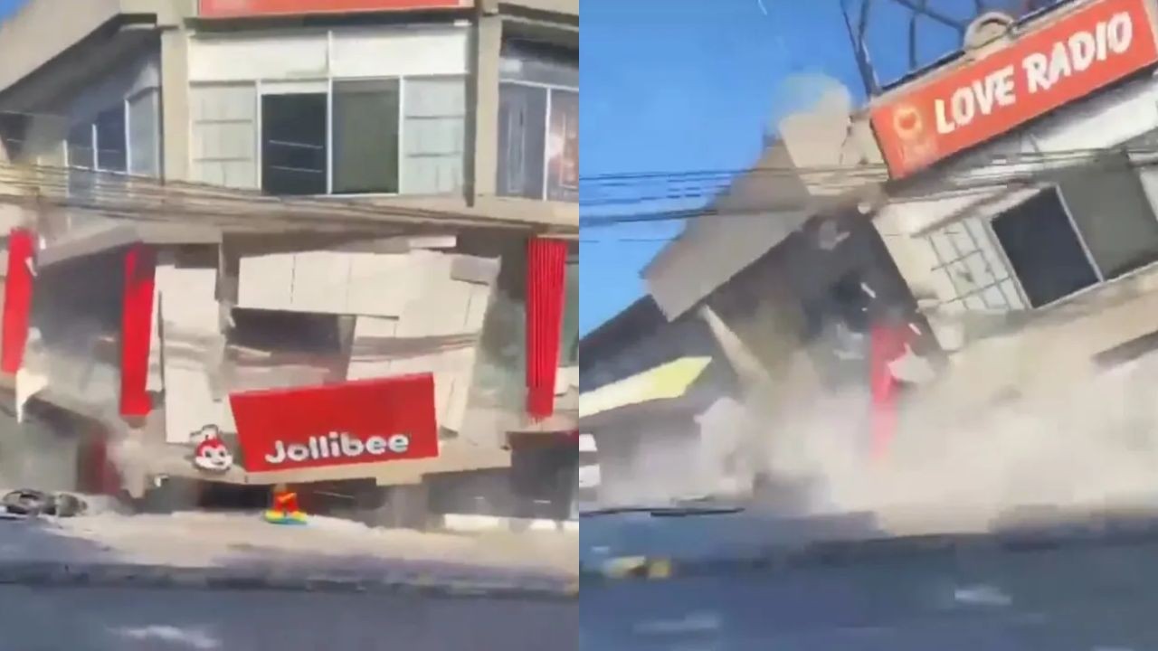 Vídeo mostra momento em que prédio de três andares
