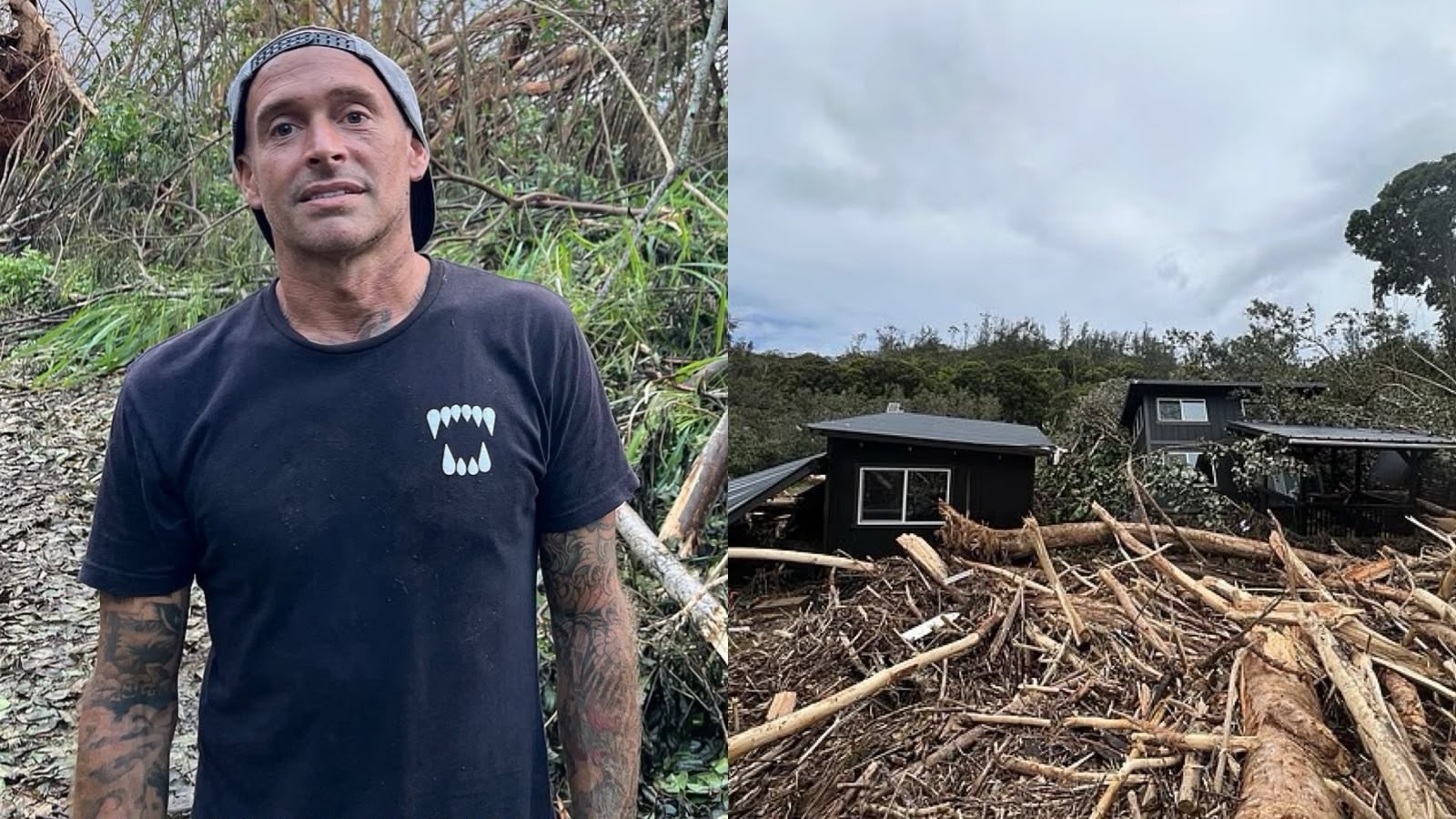 Homem sobrevive por oito horas agarrado a árvores após enchente arrastar sua casa no Havaí - Foto