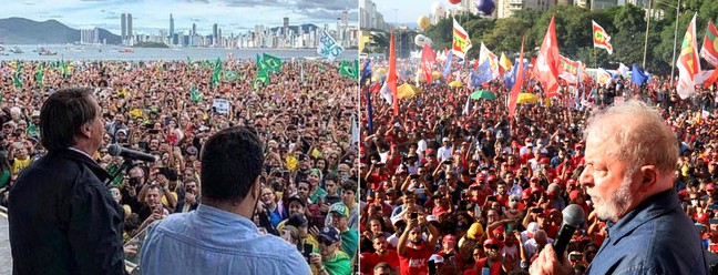 Bolsonaro e Lula têm motivado guerra de narrativas sobre adesão a agendas de rua — Foto: Montagem com foto de Divulgação