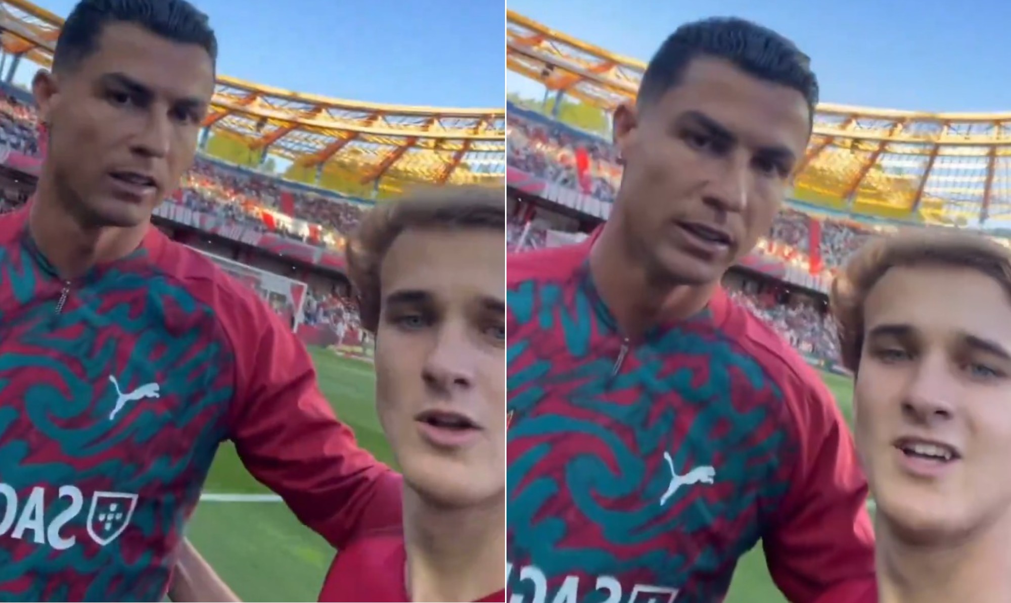 Cristiano Ronaldo para jogo para atender fã que invadiu gramado durante amistoso de Portugal; veja vídeo