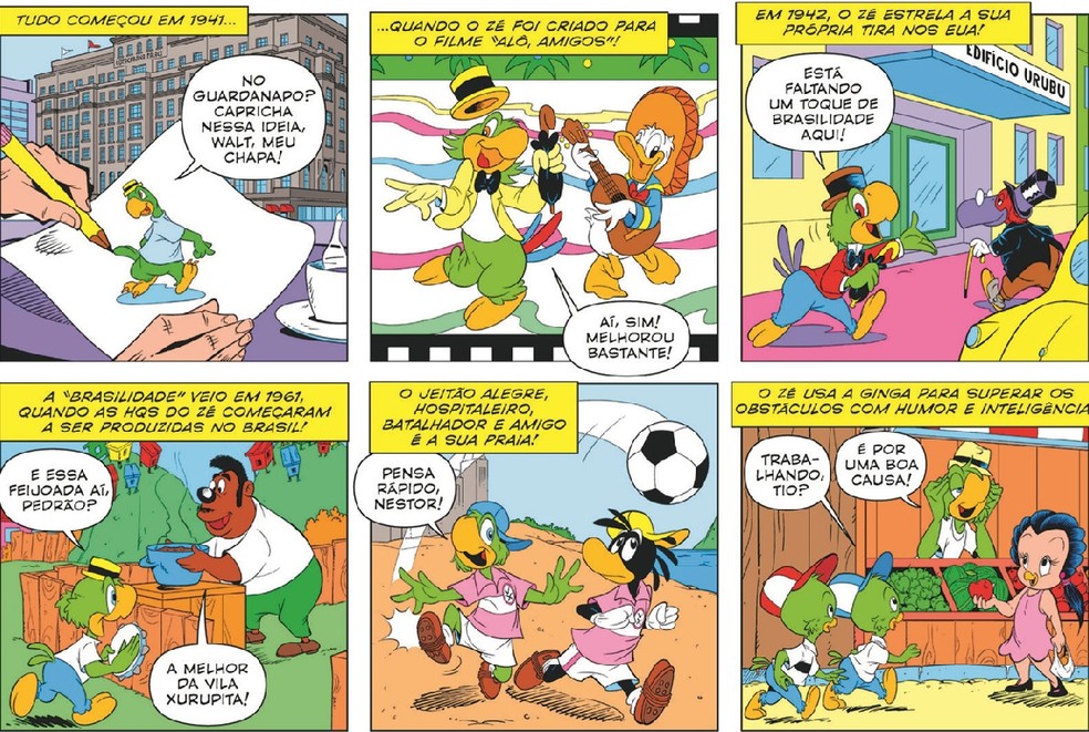 Quadrinhos de Zé Carioca, personagem da Disney que chega aos 80 anos — Foto: Reprodução