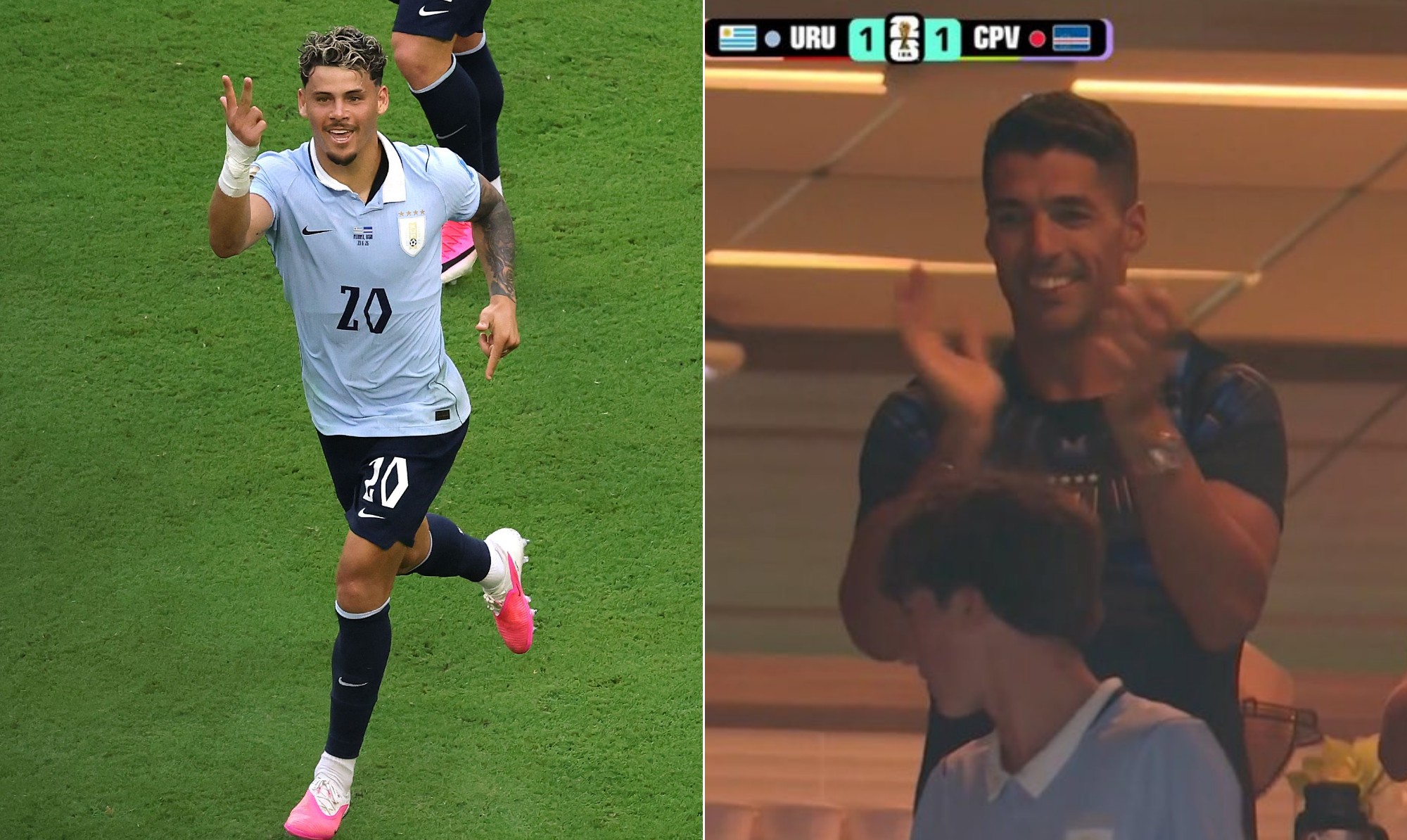 Luis Suárez usa camisa de jogador do Flamengo para assistir a empate entre Uruguai e Cabo Verde na Copa