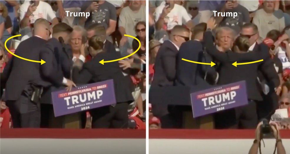 Passo a passo do atentado contra Donald Trump, na Pensilvânia, nos EUA. — Foto: Arte O GLOBO