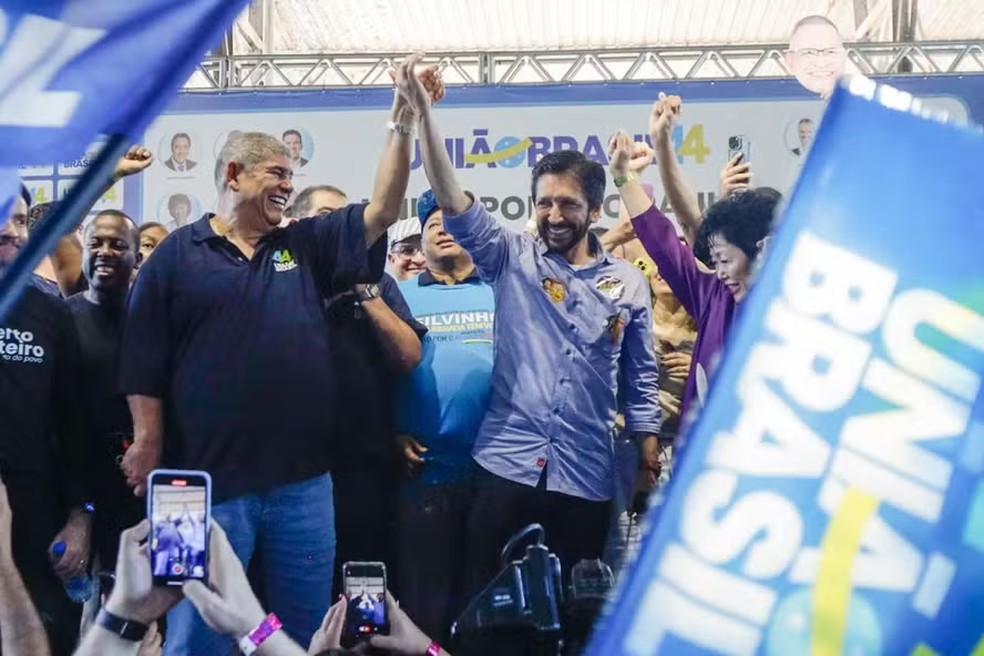 O presidente da Câmara Municipal, Milton Leite (à esquerda) com o prefeito Ricardo Nunes (MDB) — Foto: Divulgação