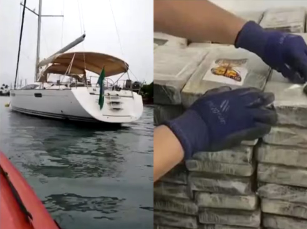 Apreensão de cocaína em veleiro Lobo IV deu origem à Operação Narco Vela — Foto: Reprodução de vídeo