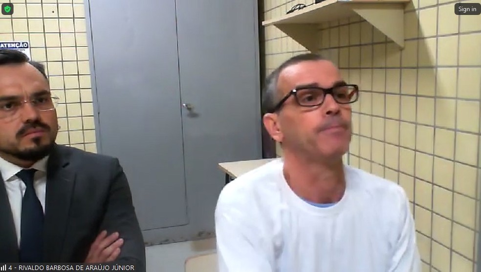 O delegado Rivaldo Barbosa durante depoimento ao STF — Foto: Reprodução