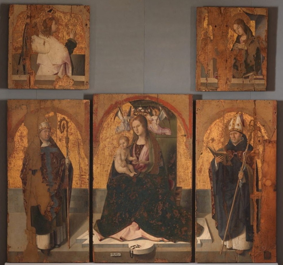 Ladrões levaram três dos cinco painéis que compunham a pintura Polittico di San Gregorio — Foto: Reprodução