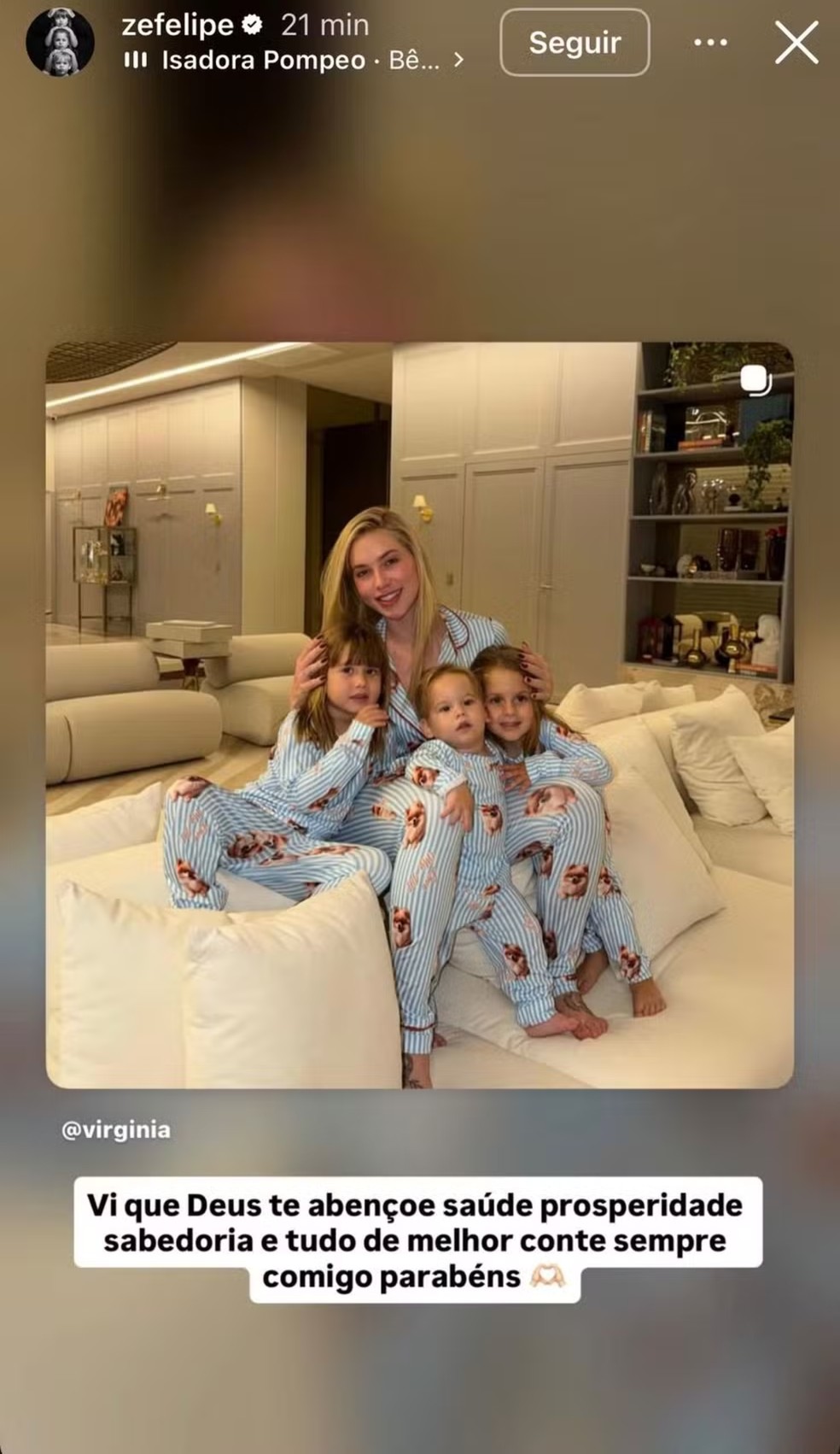 Ap&oacute;s pol&ecirc;mica, mensagem de Z&eacute; Felipe para Virg&iacute;nia Fonseca d&aacute; o que falar &mdash; Foto: Reprodu&ccedil;&atilde;o Instagram