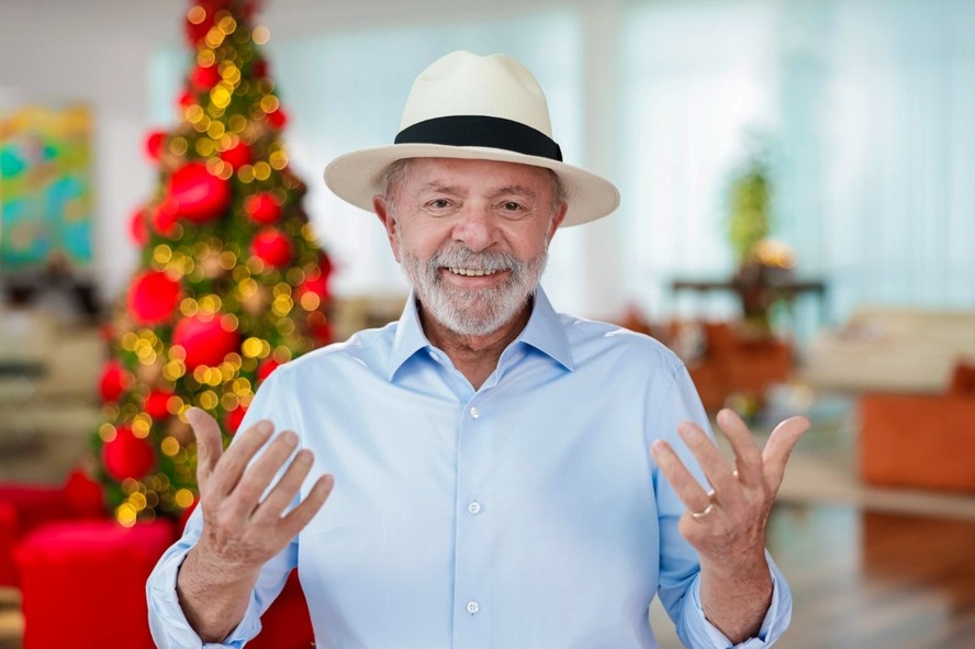 O presidente Lula durante pronunciamento de Natal