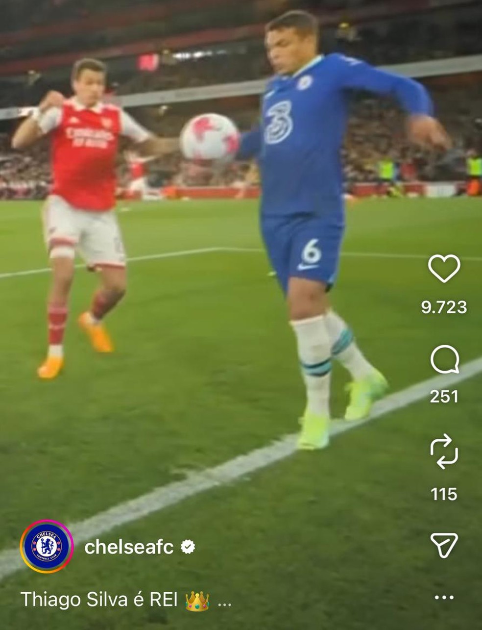 Chelsea posta vídeo de Thiago Silva — Foto: Reprodução/Redes sociais