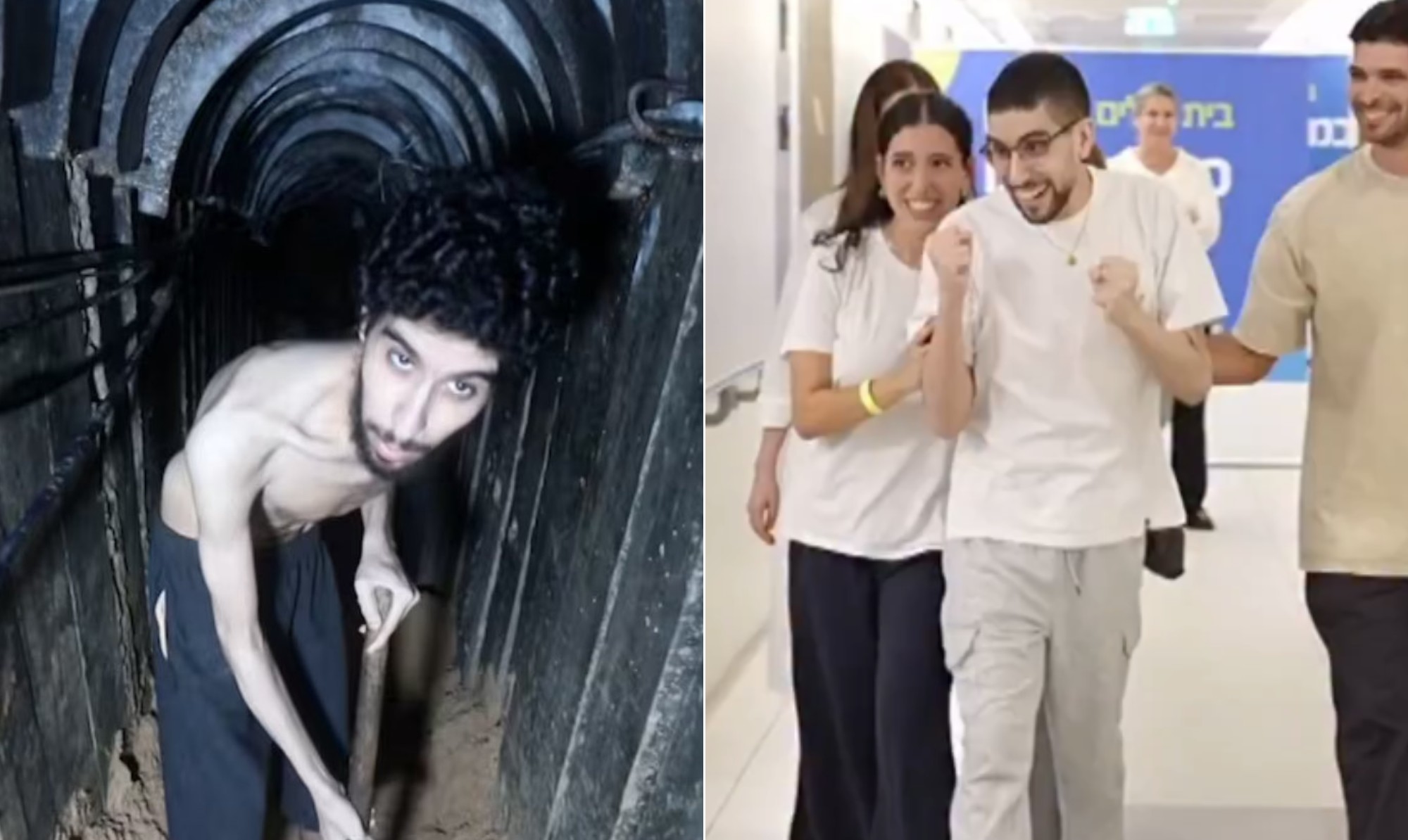 Veja o antes e depois do refém israelense forçado a 'cavar a própria cova' após ser solto pelo Hamas