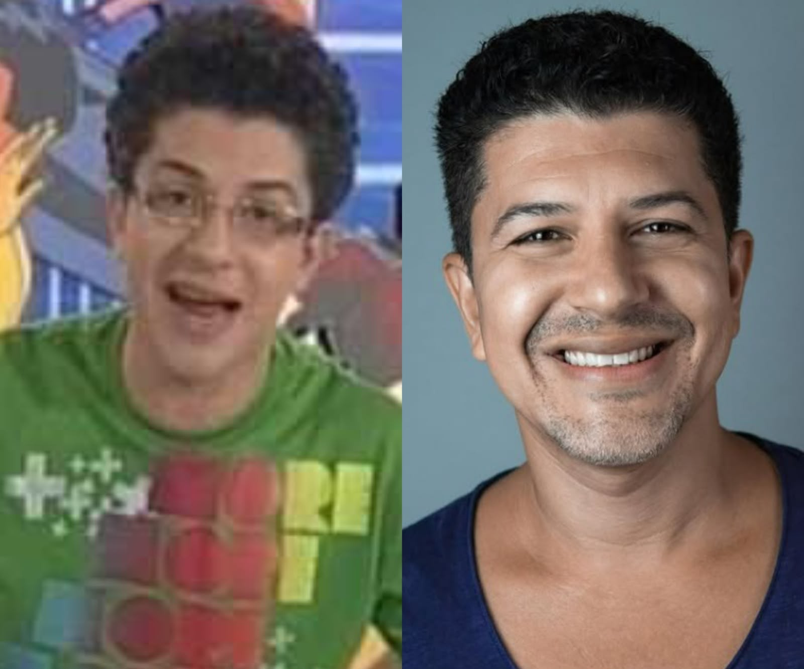 Paulo Mathias Jr. dividia a apresentação da "TV Globinho" com Flávia Rubim. Ele seguiu a carreira na TV trabalhando em humorísticos — Foto: Reprodução/TV Globo e Instagram