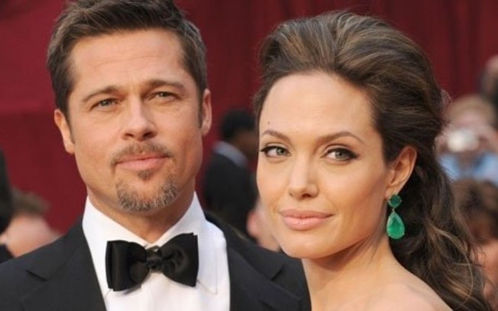 O ex-casal Brad Pitt e Angelina Jolie — Foto: Reprodução