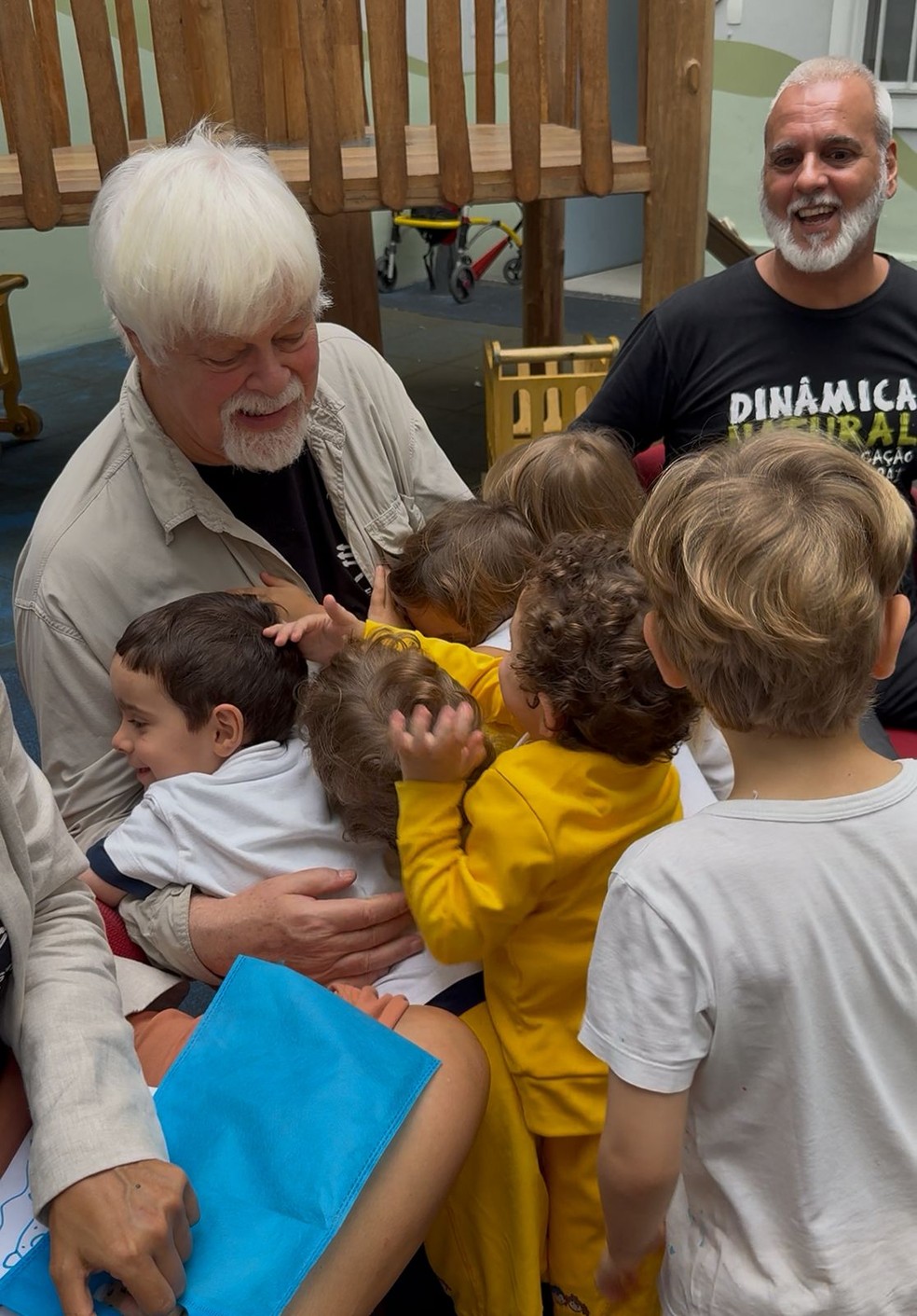 Paul Watson. Ativista falou na escolaOs Batutinhas sobre a conservação marinha — Foto: Divulgação