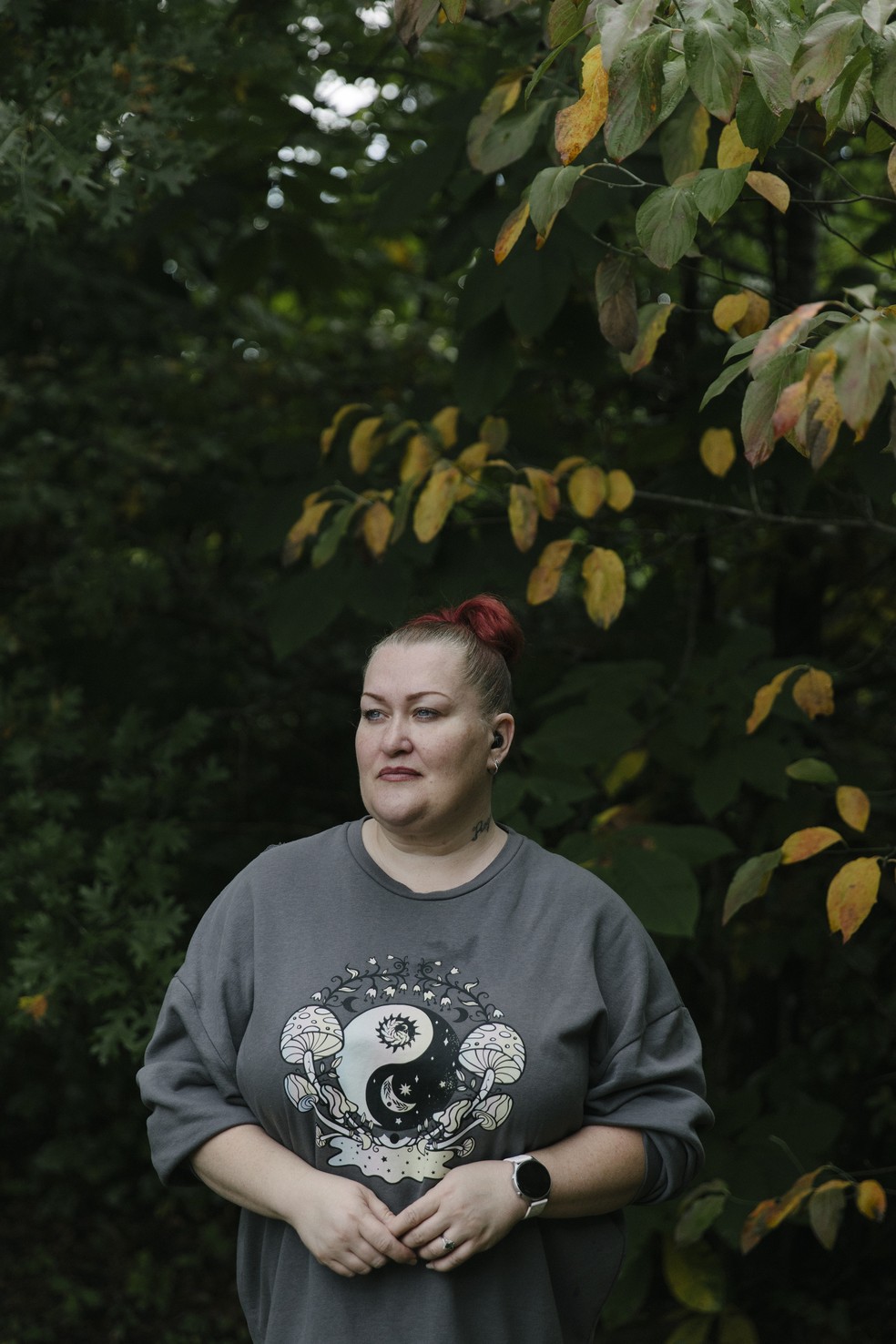 Amber Thibodeaux, terapeuta hospitalar que perdeu o emprego após postagem crítica ao ativista conservador Charlie Kirk — Foto: Madeleine Hordinski/The New York Times