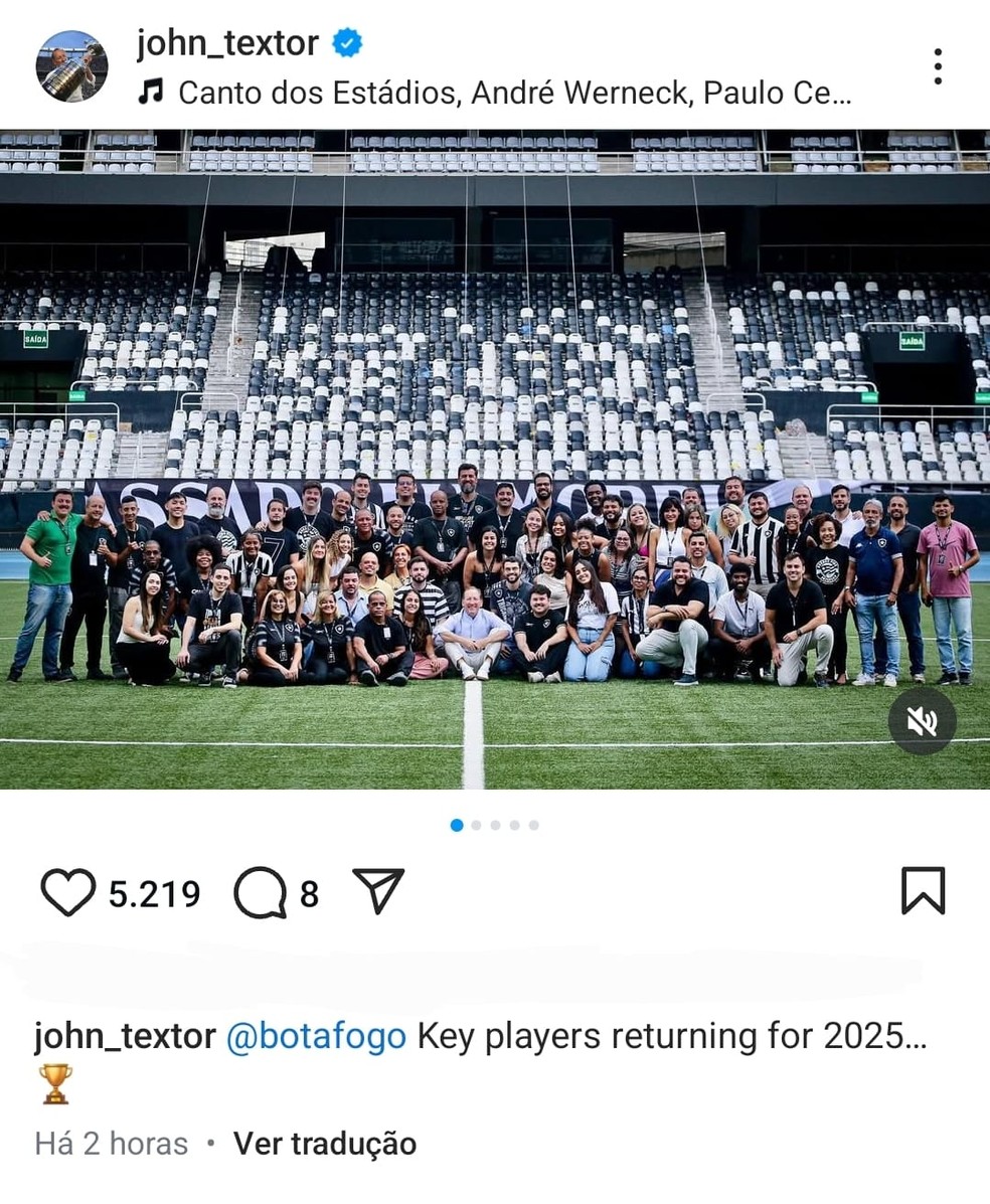 John Textor lan�a indireta para Artur Jorge em publica��o no Instagram � Foto: Instagram