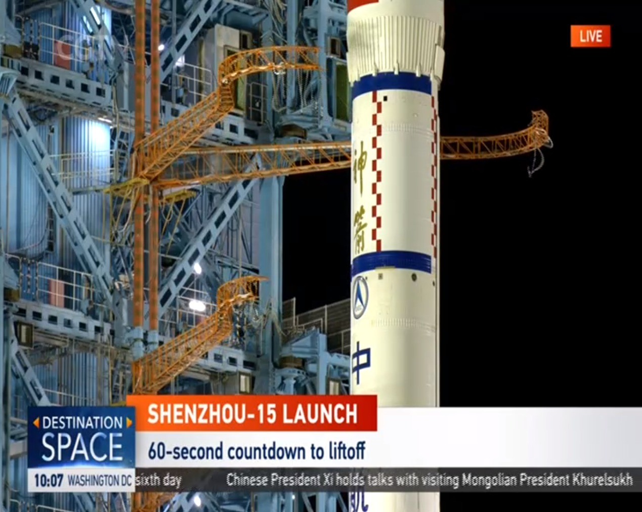 Missão foi batizada como "Shenzhou 15", e marca um avanço significativo para o programa espacial chinês — Foto: Reprodução/CGTN