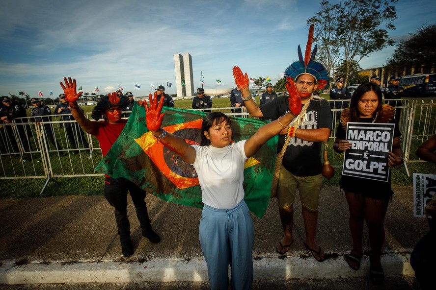 Protesto contra marco temporal em Brasília