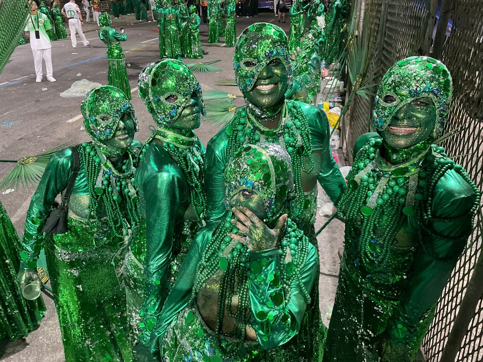 Banho de glitter verde marca o carro 5 da Imperatriz em homenagem a Ney Matogrosso