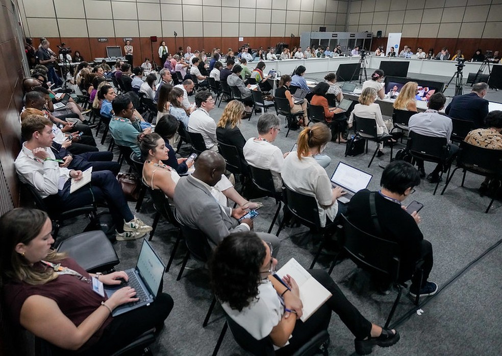 Reunião que lançou a coalizão de mercados na COP30 — Foto: Rafa Neddermeyer/COP30 Brasil Amazônia/PR