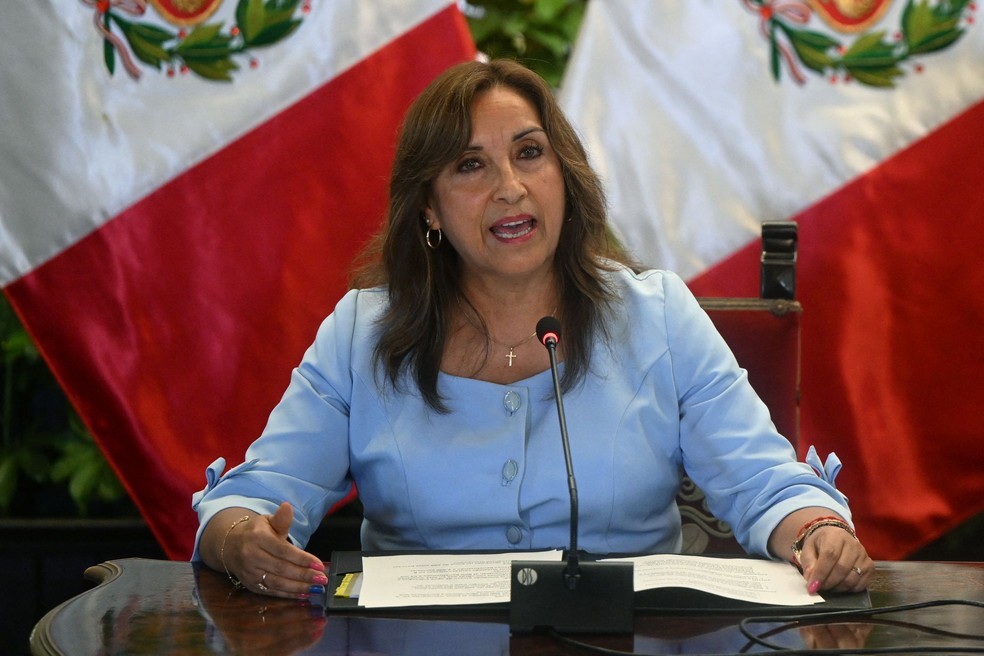 A presidente peruana, Dina Boluarte — Foto: ERNESTO BENAVIDES/AFP