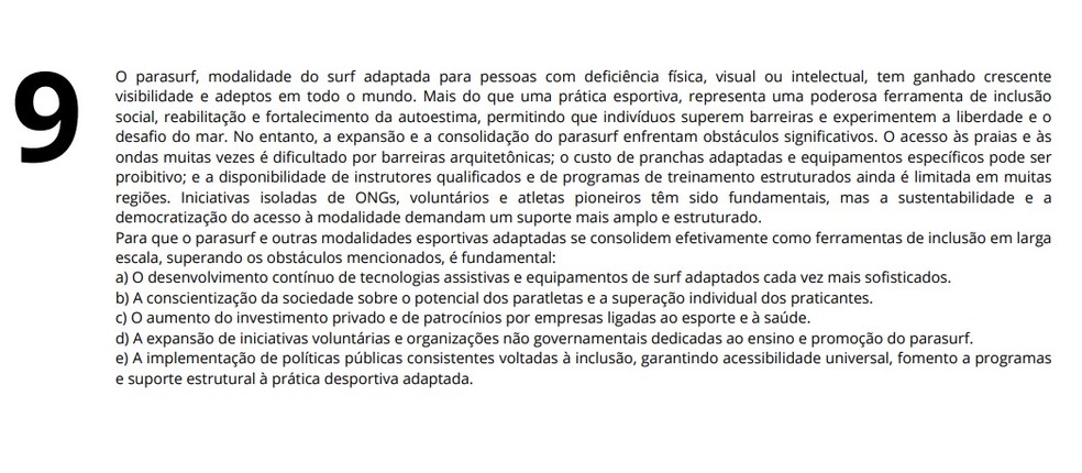 Enem: questão sobre esporte de Edcley Teixeira — Foto: Reprodução