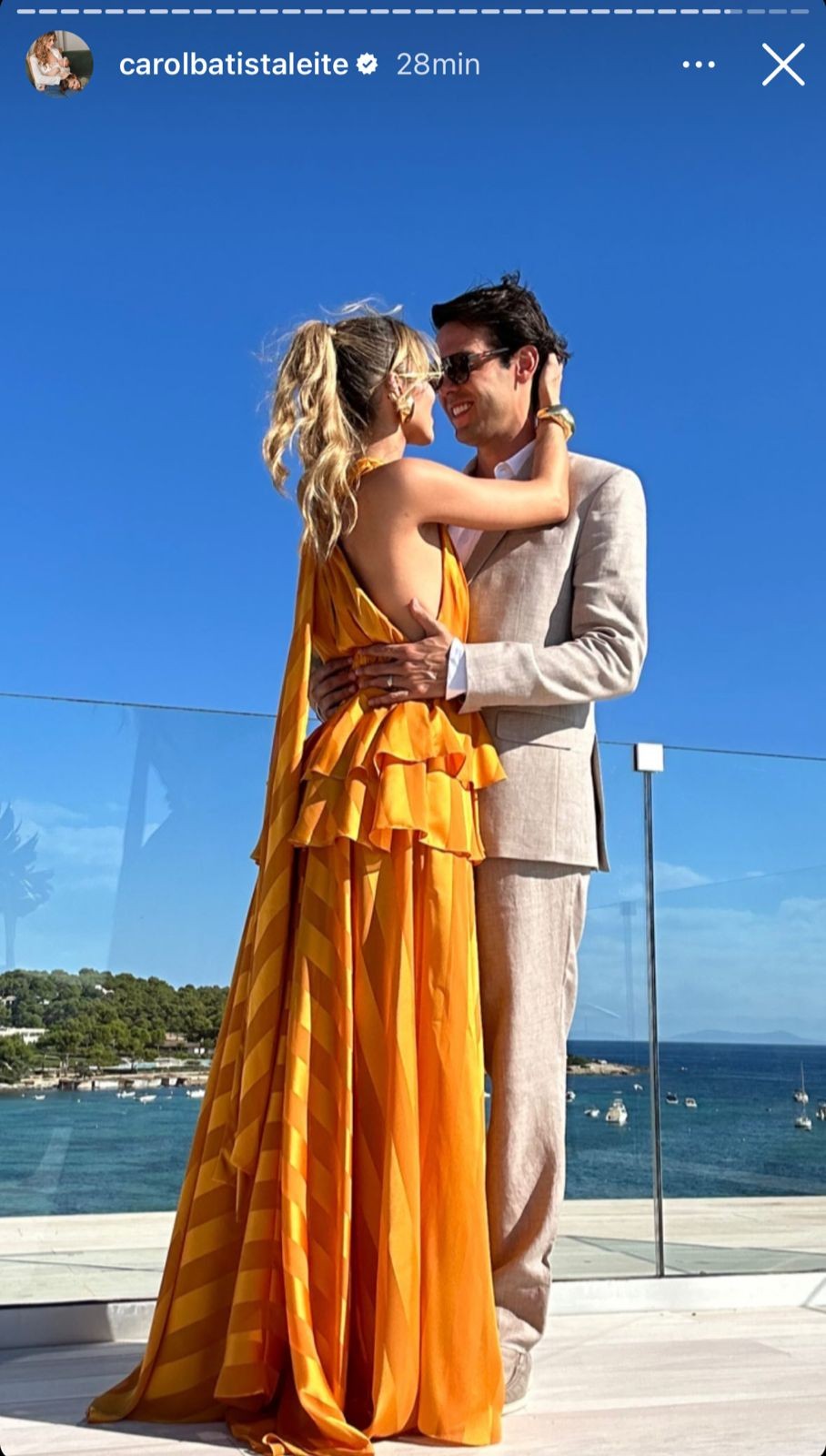 Kaká e Carol, atual esposa, no casamento de Ronaldo e Celina — Foto: Reprodução/Instagram