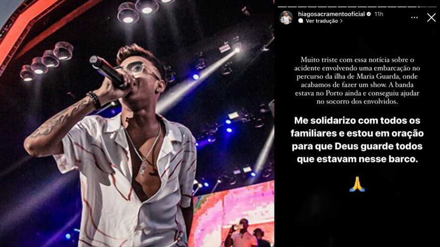 Hiago Danadinho: equipe do cantor ajudou em resgate após naufrágio na Bahia