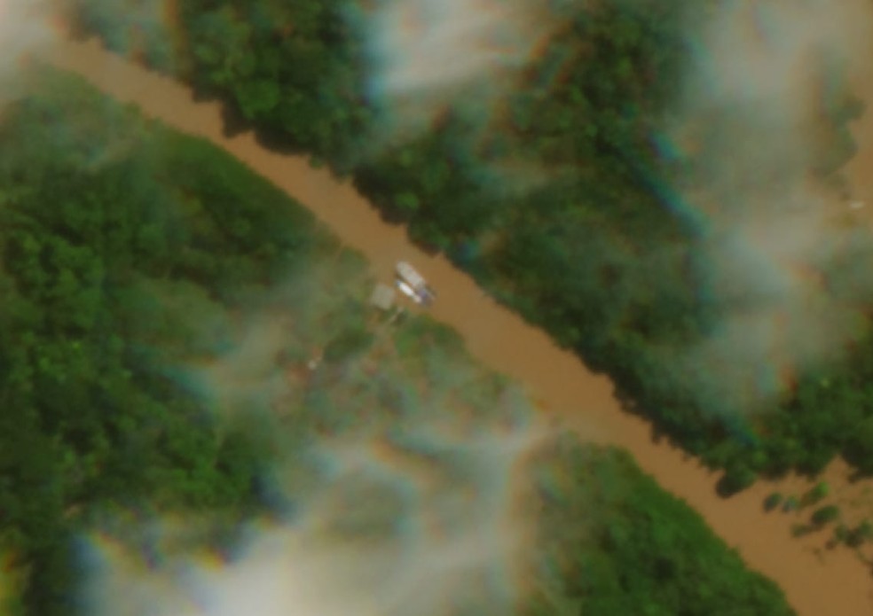Imagem de satélite que identificou a embarcação — Foto: Divulgação/FAB