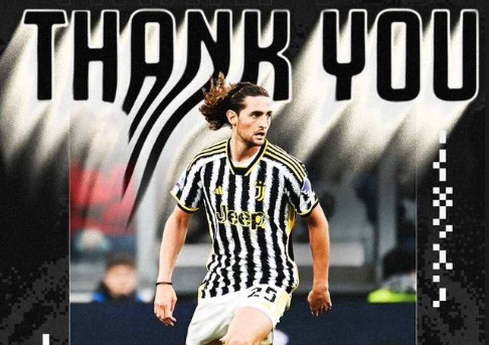 Juventus faz post de despedido para Rabiot, que deixou o clube ap&oacute;s recusar renova&ccedil;&atilde;o &mdash; Foto: Reprodu&ccedil;&atilde;o