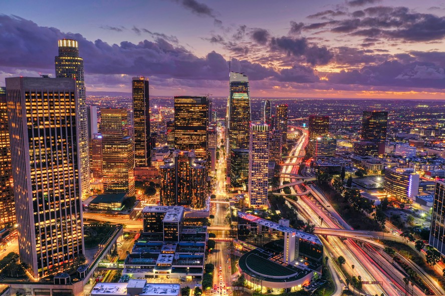 Imagem aérea de Los Angeles, no terceiro lugar da lista