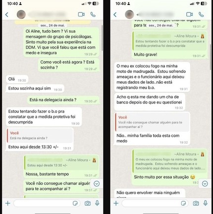 Mensagens foram enviadas em grupo de psicólogas e para colega que tentou ajuda — Foto: Divulgação/Portal Porque
