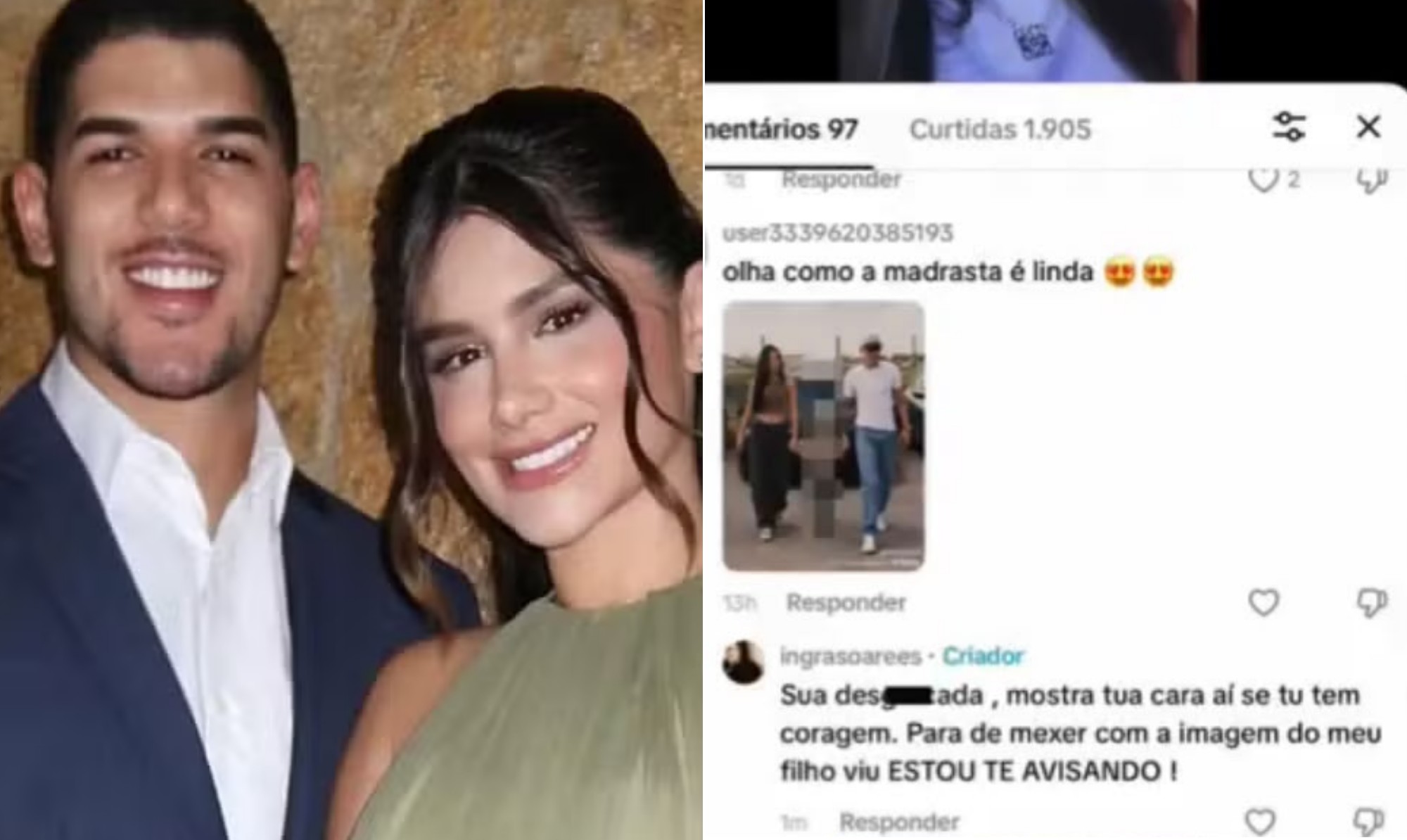 Ex de Zé Vaqueiro se revolta com internauta após montagem do filho e suposta madrasta: 'Sua desgraçada'