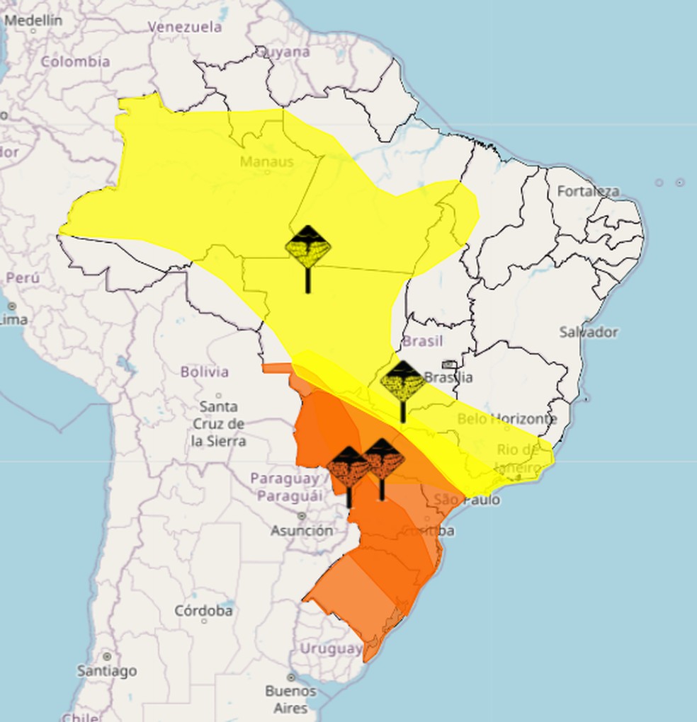 Alertas do Inmet para este sábado, 11 — Foto: Reprodução / Inmet
