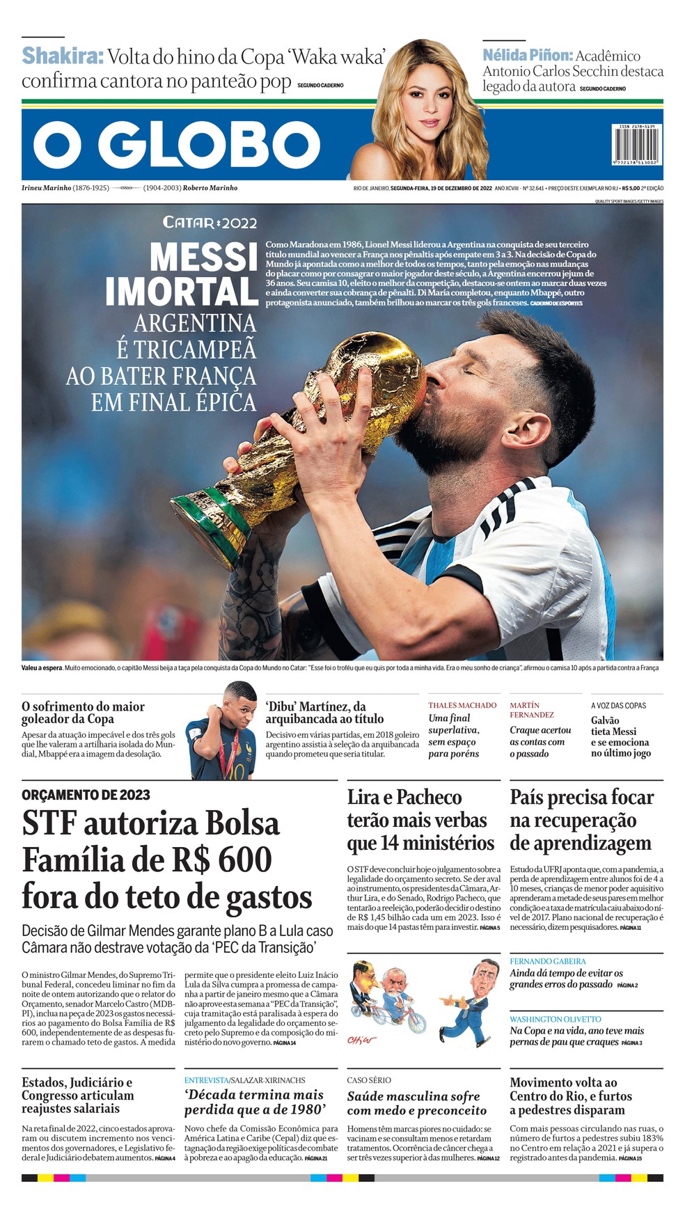 Messi imortal com o título da Copa do Mundo de 2022 — Foto: Acervo / Jornal O Globo