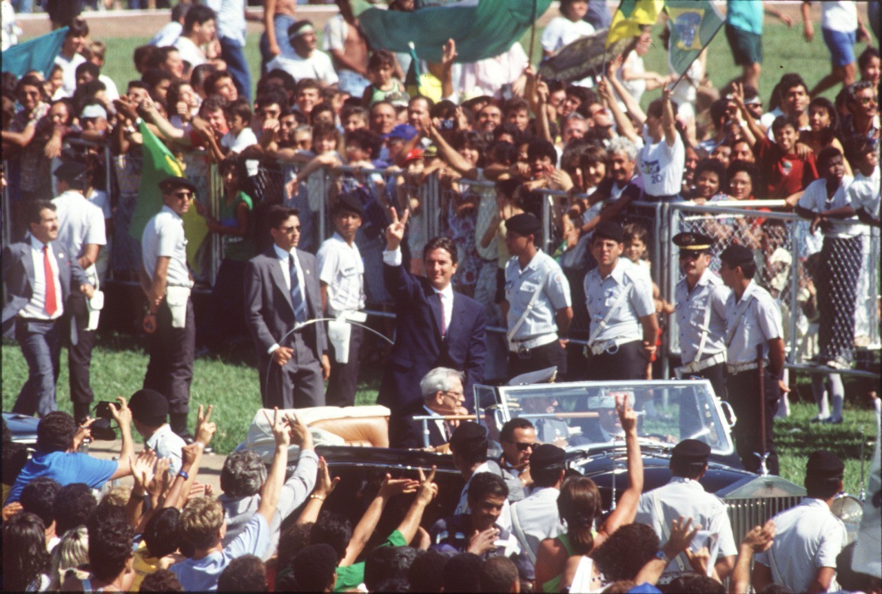 Fernando Collor na cerimônia de posse, em 1990 — Foto: Aníbal Philot