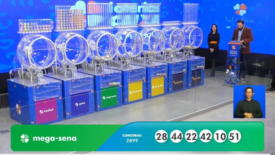 Concurso 2.899 da Mega-Sena: 10 - 22 - 28 - 42 - 44 - 51