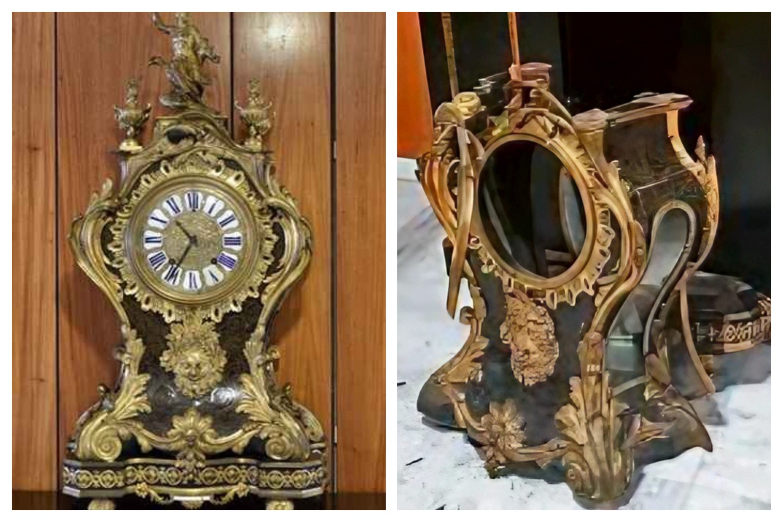 Relógio raro foi destruído por terroristas que invadiram o Palácio do Planalto — Foto: Reprodução
