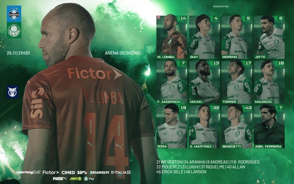 Escalação do Palmeiras — Foto: Reprodução