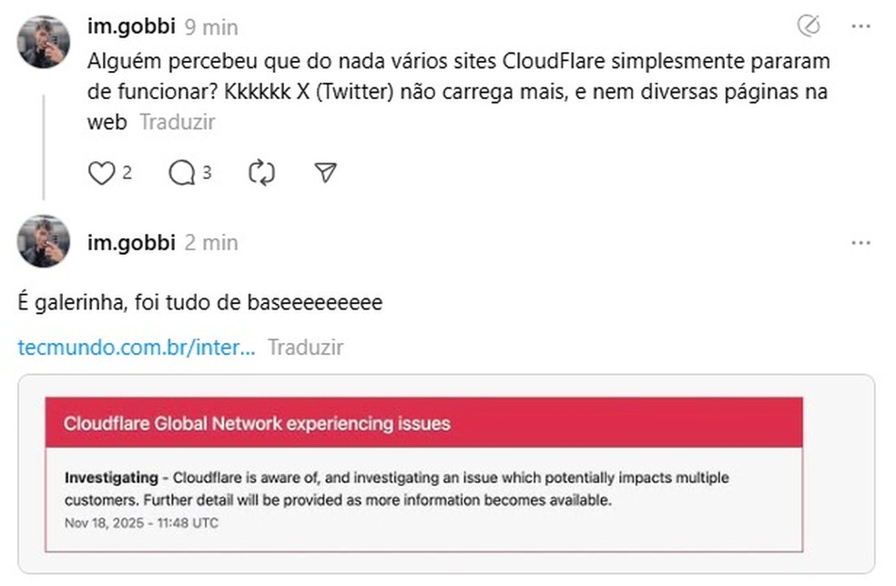 Sites estão fora do ar? Amazon, ChatGPT e X apresentam instabilidade, relatam usuários — Foto: Reprodução